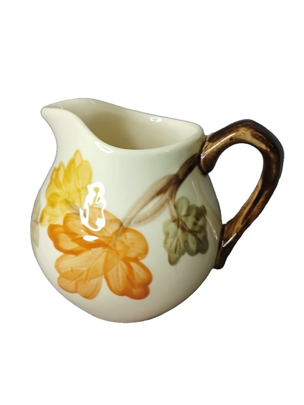 Franciscan October Creamer Pitcher Small Earthenware Vintage USA Fall Leaves